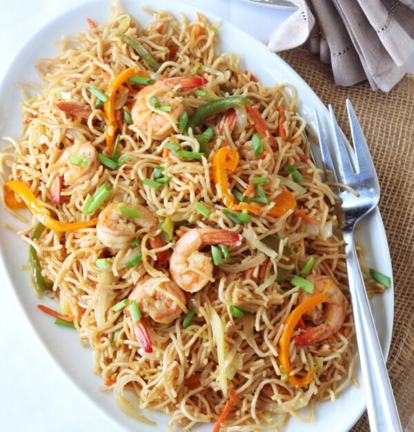 Indo-Chinese⛩🐉 Shrimp Hakka Noodles 🍜🦐🌶️
